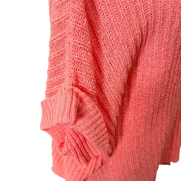 Easel Boxy Cuffed Short Sleeve Knitted Ribbed Sweater Coral Front Pocket Small - Picture 11 of 15